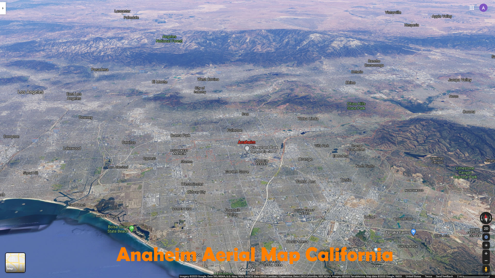 Anaheim Aerien Carte californie